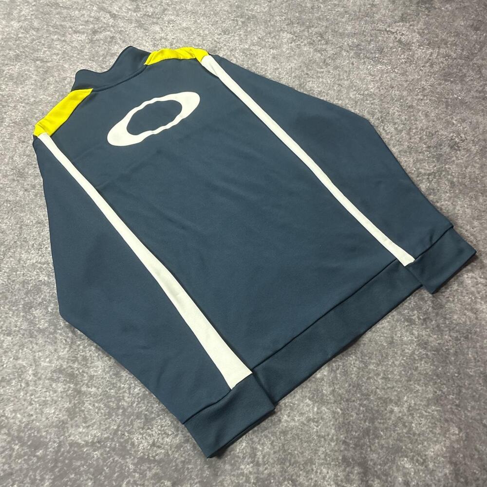 Vintage Oakley Men’s Full-Zip Blue/Yellow and White Track Jacket Size 2XL
